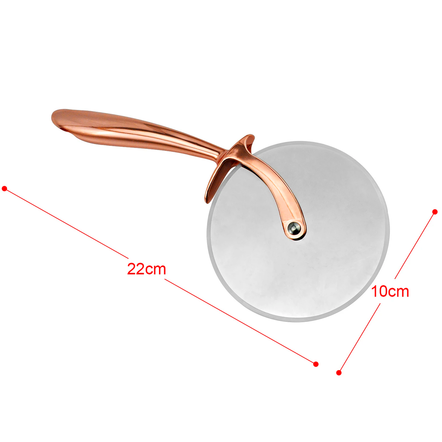 CRÜSTOHF Classic Pizza Cutter Wheel, Food Grade Stainless Steel Cutter Wheel, Smooth Rotating Sharp Blade, Professional Pizza Cutter, 9-Inch, Beautiful Rose Gold