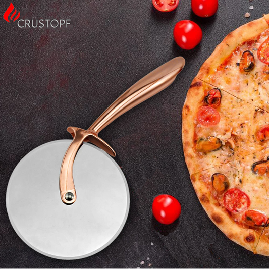 CRÜSTOHF Classic Pizza Cutter Wheel, Food Grade Stainless Steel Cutter Wheel, Smooth Rotating Sharp Blade, Professional Pizza Cutter, 9-Inch, Beautiful Rose Gold